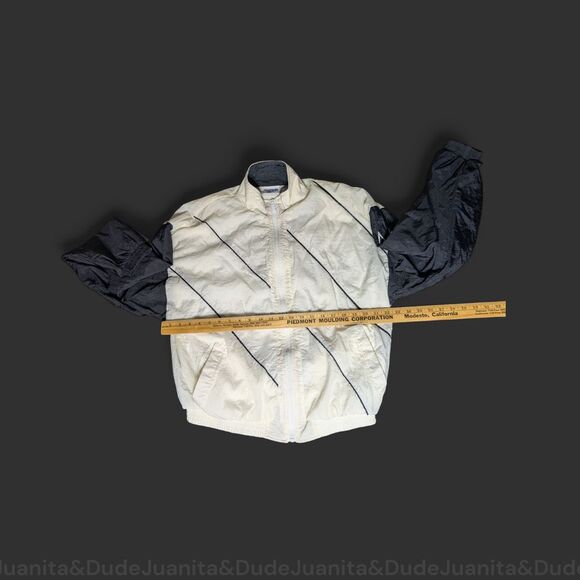 Vintage Reebok Jacket Adult Medium Black White Windbreaker Lined VTG - Picture 4 of 6